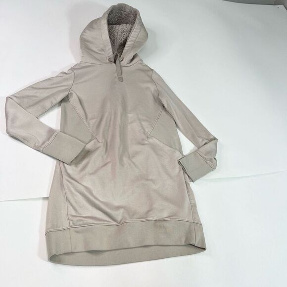 Athleta Jacket Womens Small Beige Long-Sleeve Triumph Luxe Shine Hoodie Dress - Picture 1 of 9